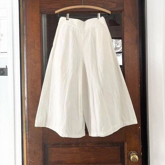 80s Vintage LL Bean White Denim Culotte Gaucho Pants Jeans 27 28 4 6 Womens - Picture 7 of 8